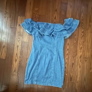Guess Blue Off-Shoulder Dress
